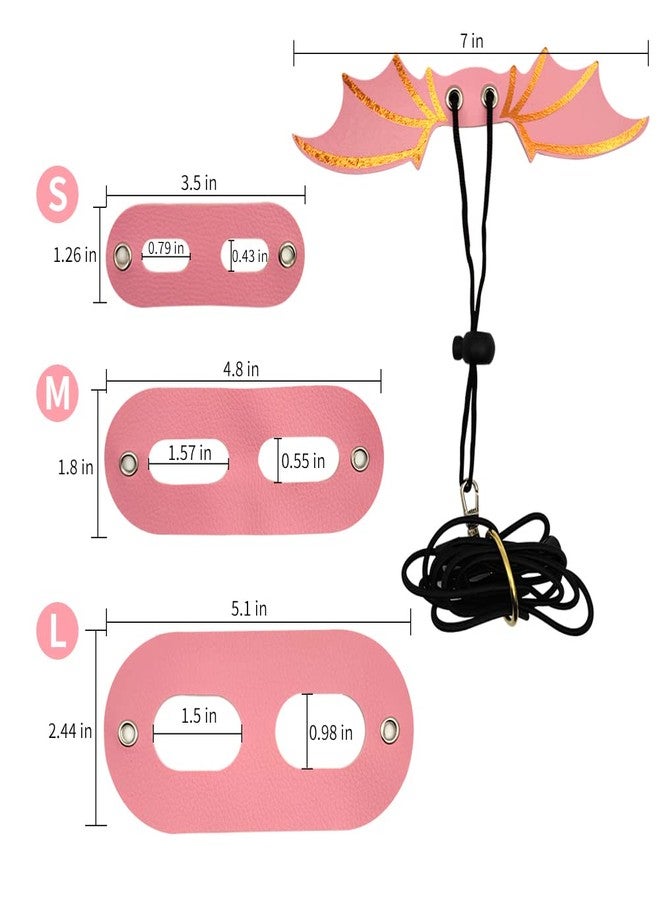 Abustle pig Adjustable Bearded Dragon Leash Harness,3 Size Pack Leather Wings Safty Walking Leash for Bearded Dragon Lizard Reptiles (Pink) - Image 3